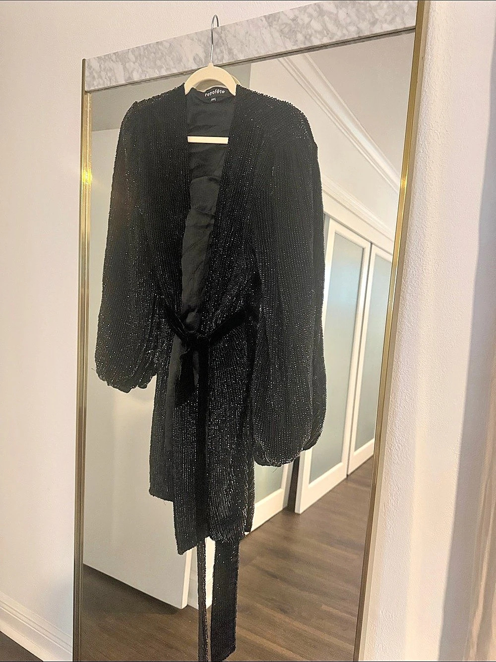 retrofete Black Sequin Cardigan dress Size XXS